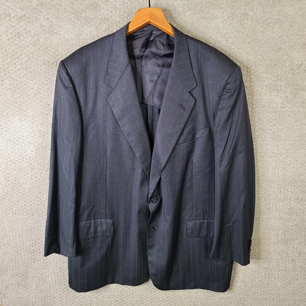 Oxxford Clothes Jacket Mens 48L Gray Striped Blazer Two Button Suit Coat Formal